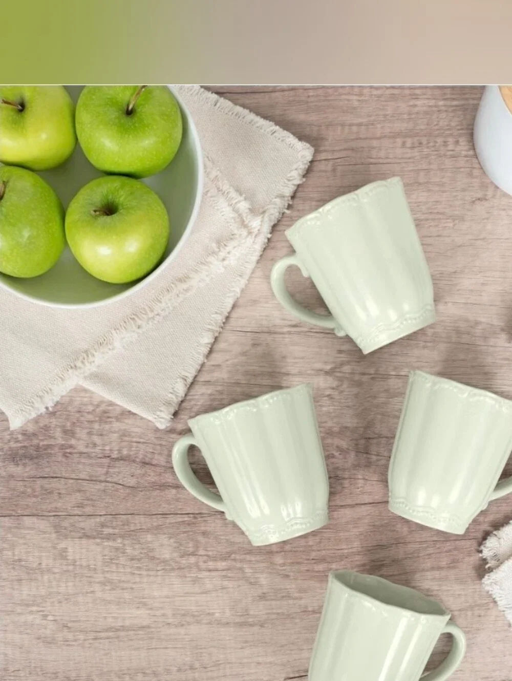 Vibrant Ceramic Set of 4 Bethany Sage Green Coffee Mugs | 15 oz | NEW IN BOX |